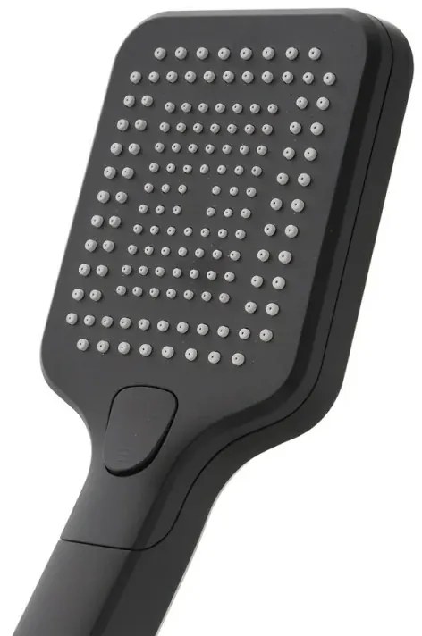 Doccetta quadrata 26,6 cm con tre tipi di getto nero opaco in ABS Hidra