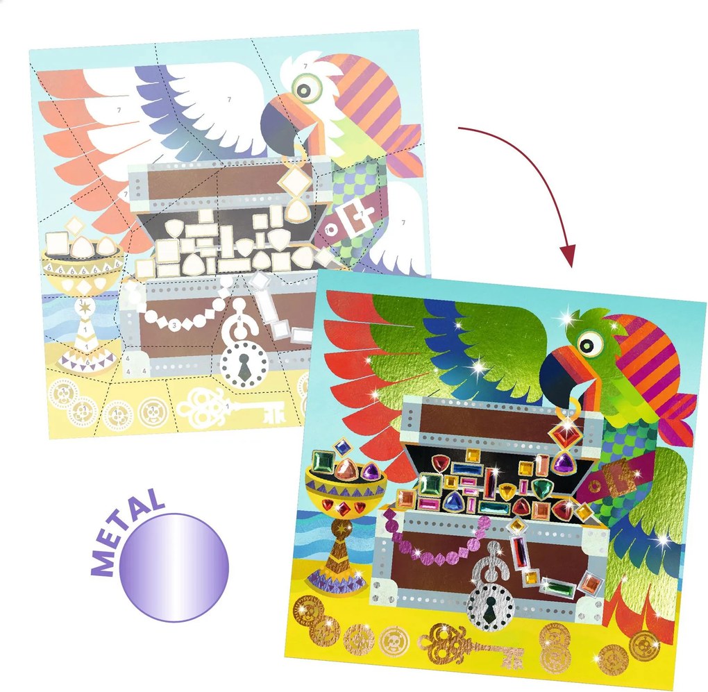 Gioco creativo con foglio metallico e pietre - Pirati