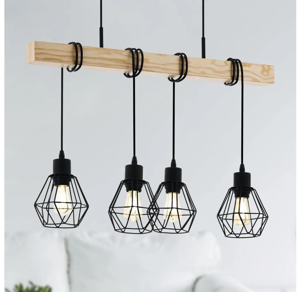 Eglo 44075 - Lampadario sospeso a cavo TOWNSHEND 4xE27/60W/230V