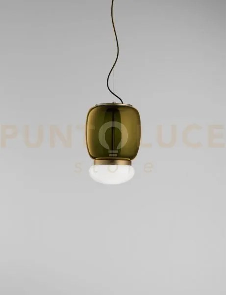 Faro sospensione s verde antico bianco montatura ottone verniciato ...