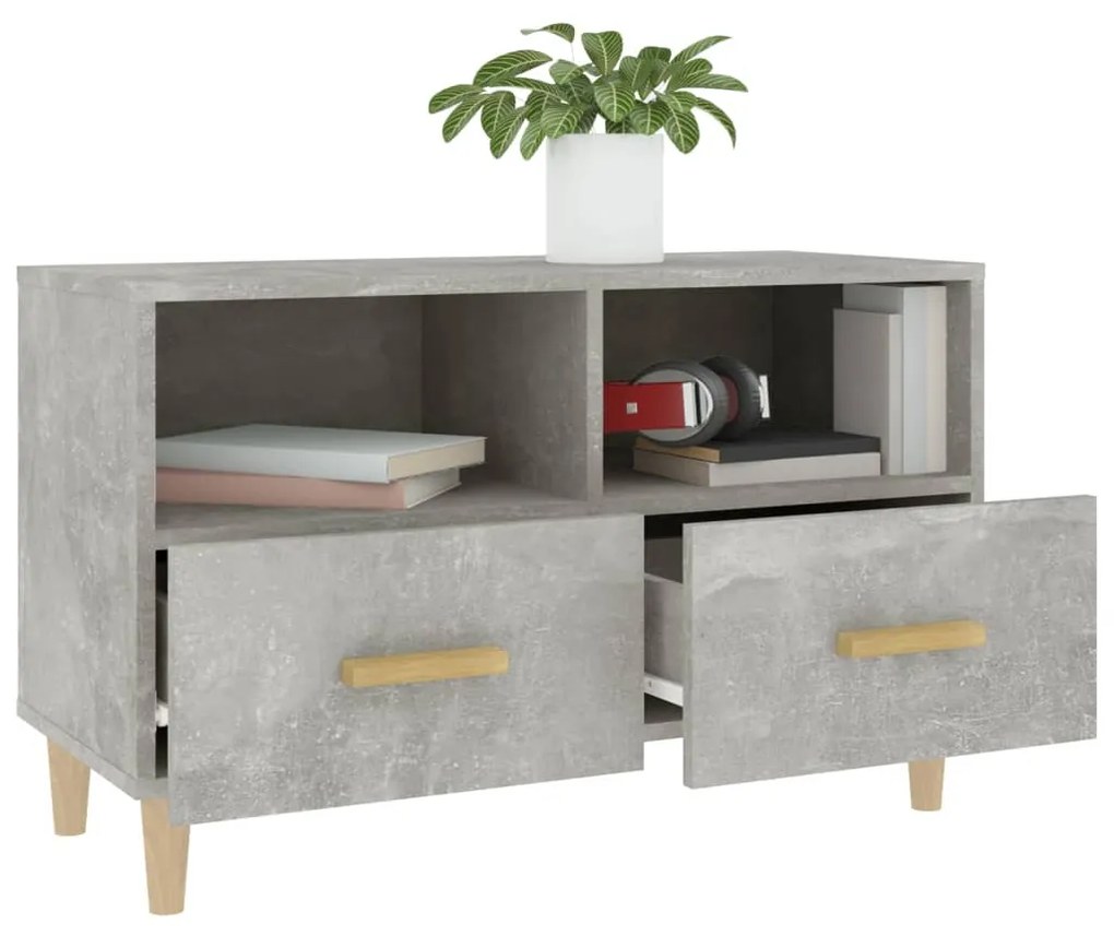 Mobile per TV Grigio Cemento 80x36x50 cm Legno Multistrato