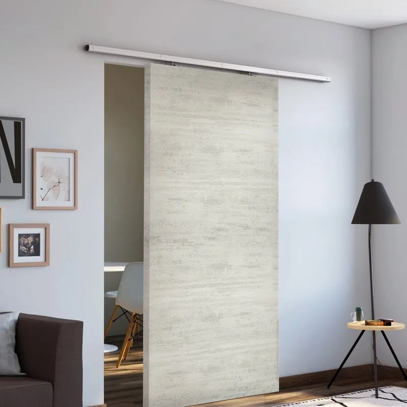 Porta scorrevole reversibile Beton in mdf grigio, L 93 x H 212 cm, con binario Belem