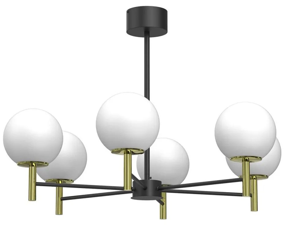 Lampadario a sospensione con supporto rigido AWINION 6xE27/15W/230V bianco/oro/nero