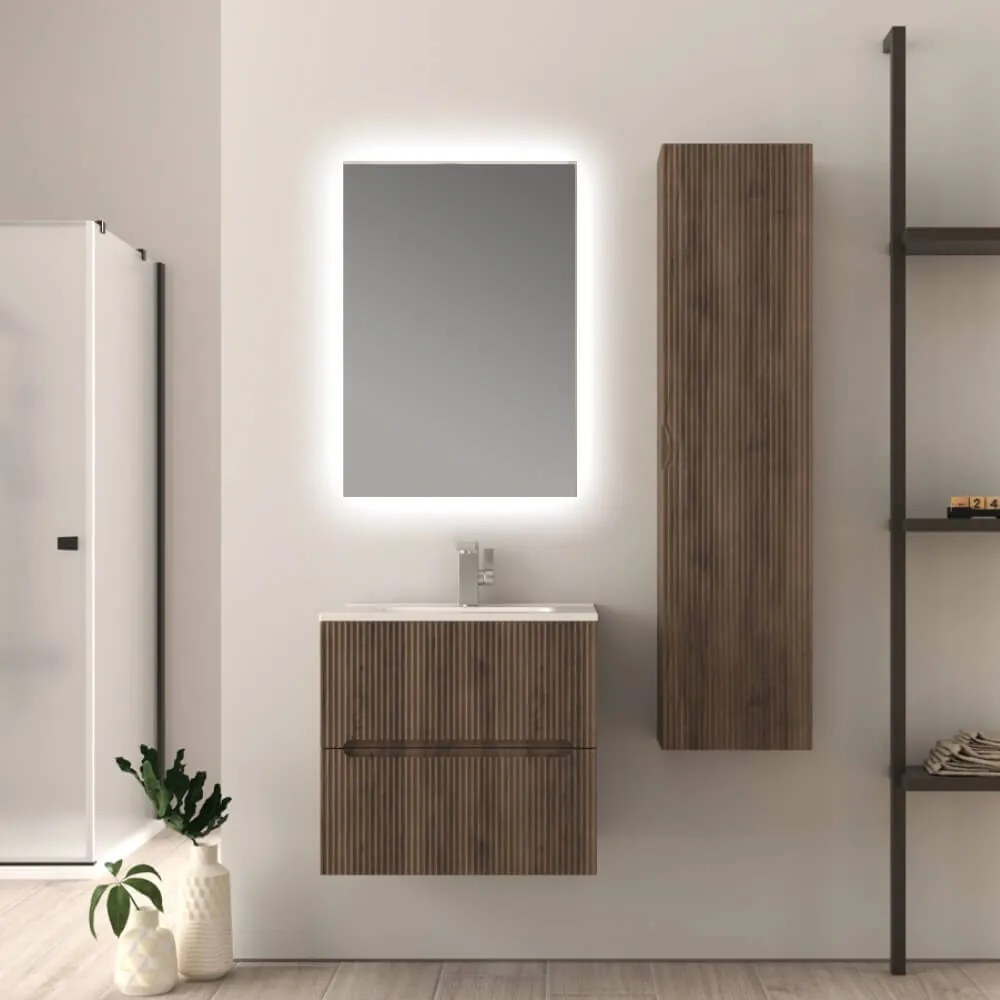 Mobile bagno cannettato 60 cm colore Noce Riga