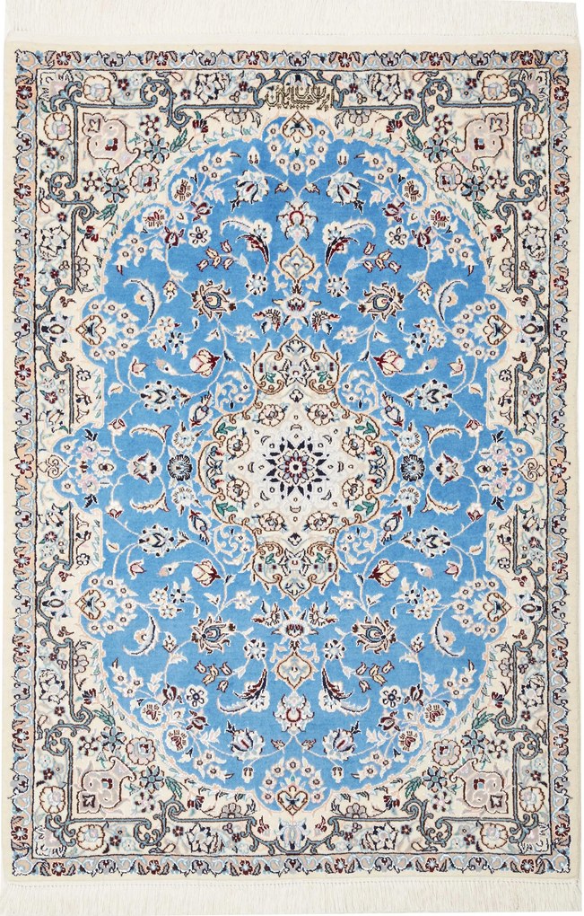 Nain Tappeto persiano 90 x 120 Blu (Iran) Annodato A Mano