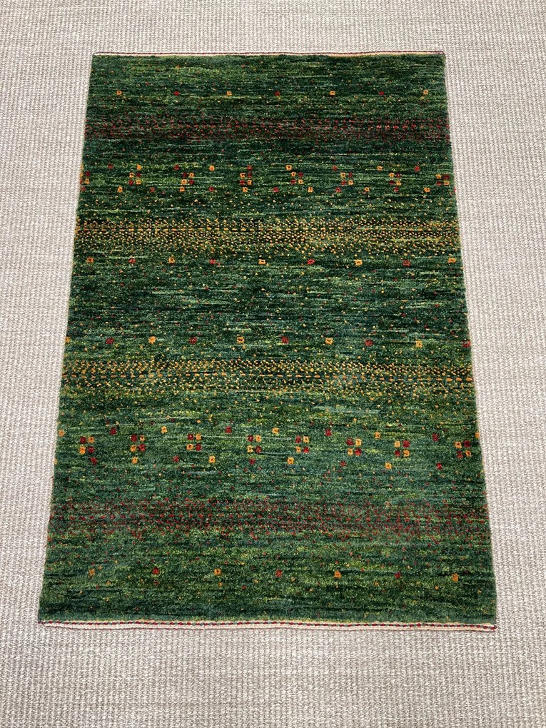 Loribaft Tappeto persiano 90x60 Verde (Iran) Annodato A Mano