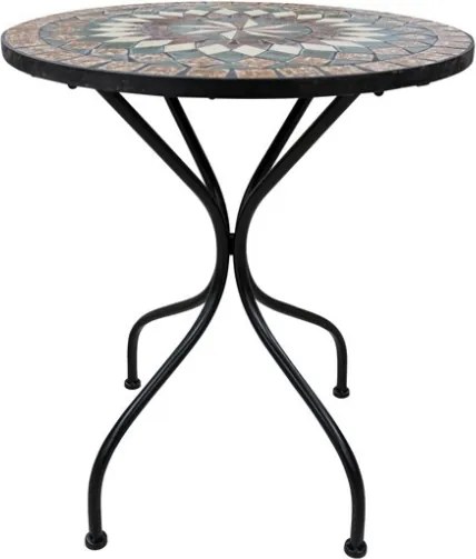 Set Completo Tavolo Mosaico E 2 Sedie Pieghevoli Bistrot In Acciaio E Ceramica