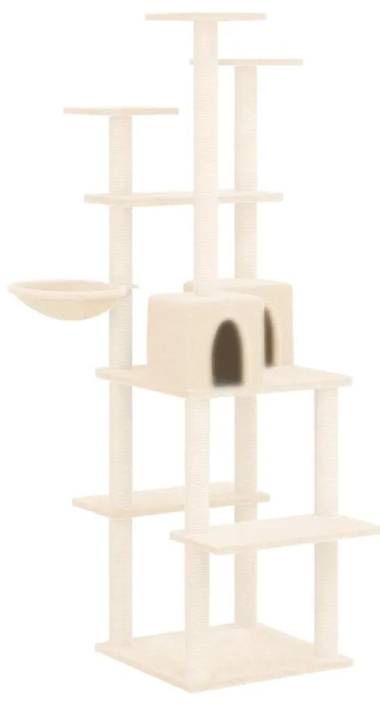 Albero per gatti con tiragraffi in sisal crema 167 cm