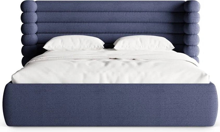 Letto matrimoniale imbottito blu con contenitore con rete inclusa 200x200 cm Mount – Micadoni