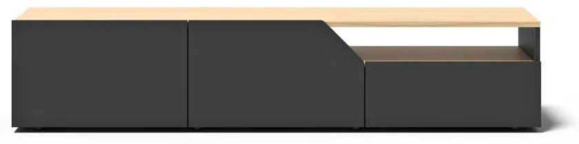 Tavolo TV con piano in rovere nero e naturale 180x38 cm Verone - TemaHome