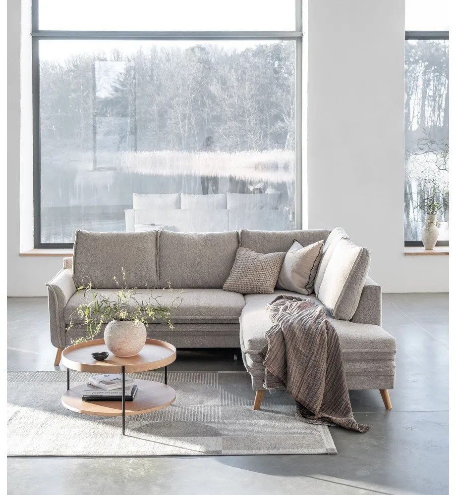 Divano letto angolare beige (angolo destro) Charming Charlie - Miuform