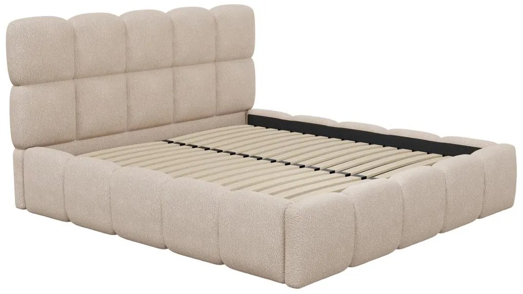 Letto con contenitore 180 x 200 cm Tessuto bouclette Beige - DAMADO di Pascal Morabito