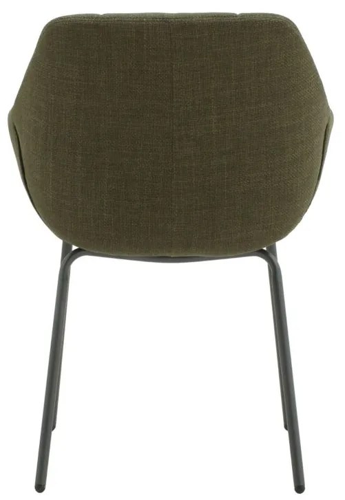 Set di poltroncine SMICHOV in tessuto verde scuro e gambe in metallo nero, con braccioli