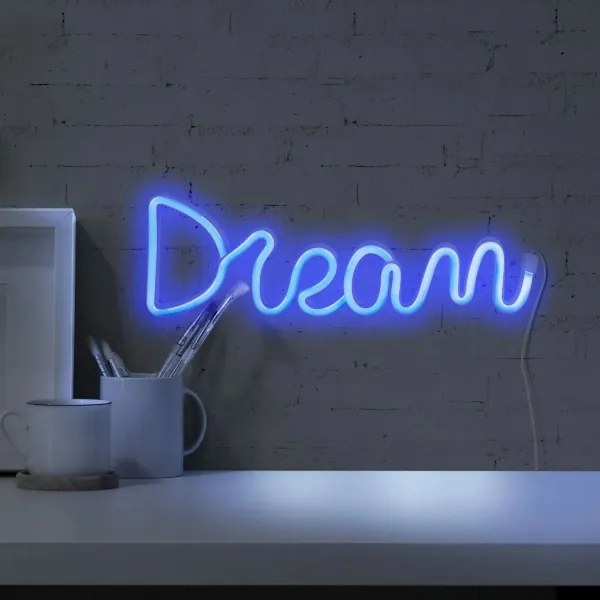 LED Decorazione murale al neon DREAM LED/3W/3xAA USB blu