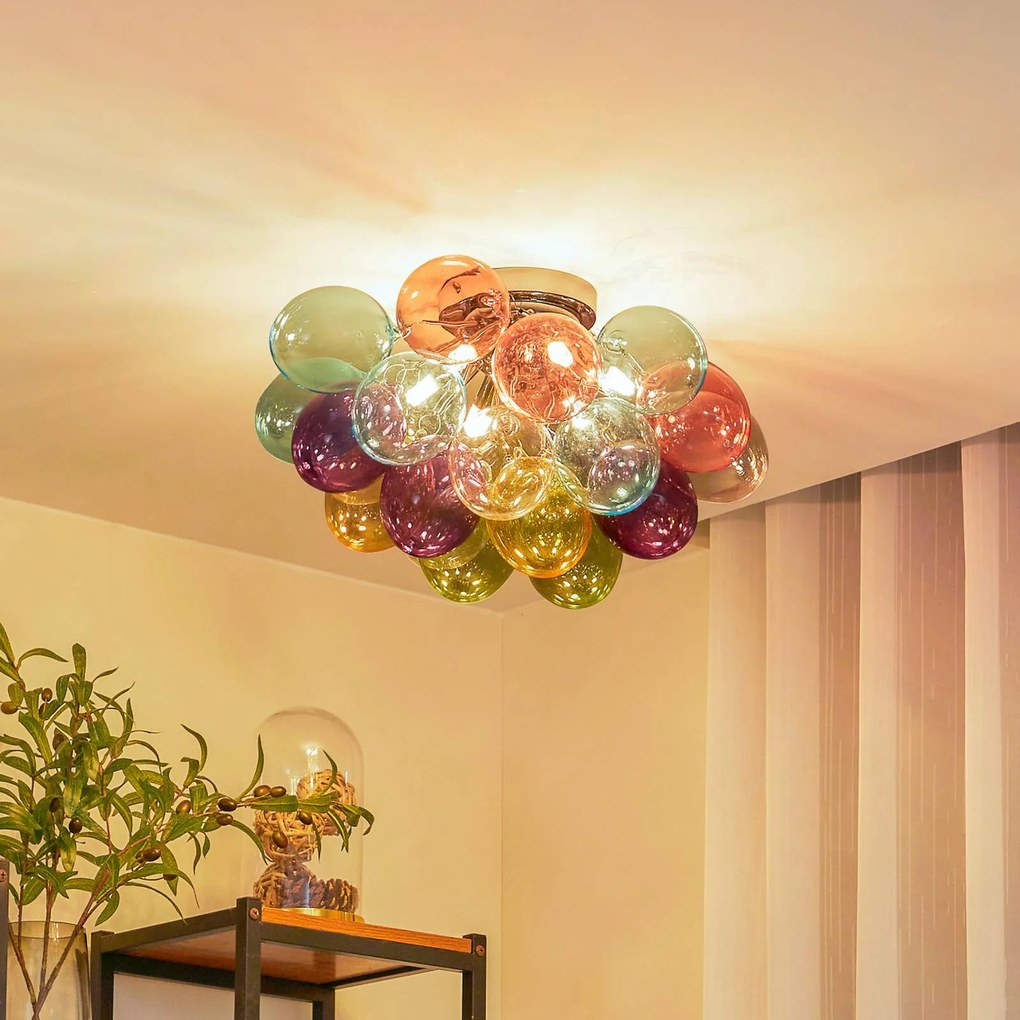 Plafoniera soffitto Diborah Lucande, dimmerabile, Multicolore, Soggiorno / Sala da pranzo, Vetro, Design, Plafoniera