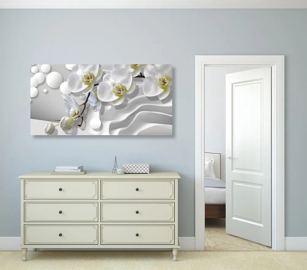 Quadro su tela – Orchidea su sfondo astratto