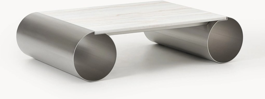 Tavolino da salotto con piano in marmo Blaze, larg. 120 cm