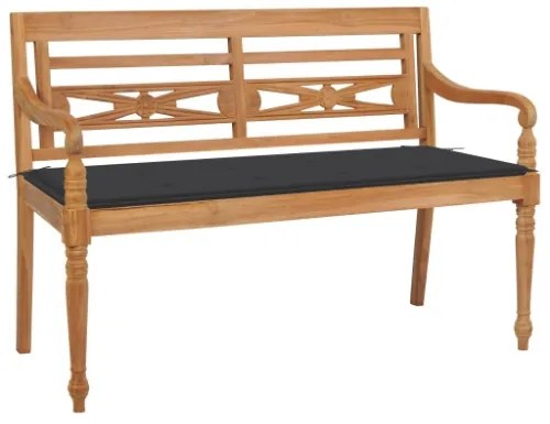 Panca Batavia con Cuscino Antracite 120 cm in Massello di Teak