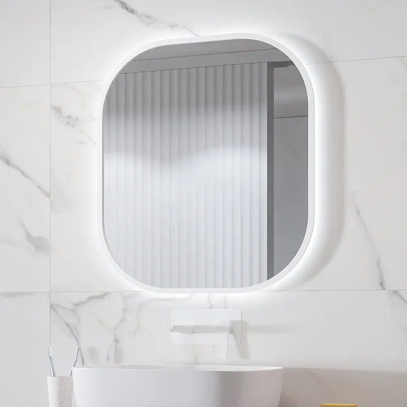 Specchio bagno led retroilluminato 60x70 cm cornice bianca | KAM-S6700B - KAMALU