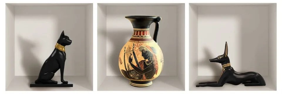 Set di 3 adesivi murali 3D egiziani - Ambiance