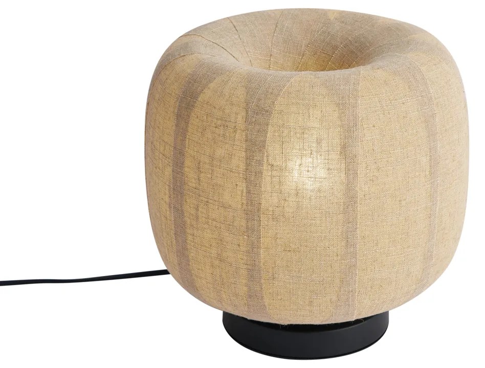 Lampada da tavolo smart nera con paralume in lino beige 28 cm con Wifi A60 - Nami