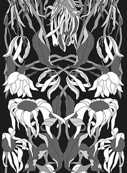 NLXL Carta da parati JOB-06 Withered Flowers Black - JOB-06
