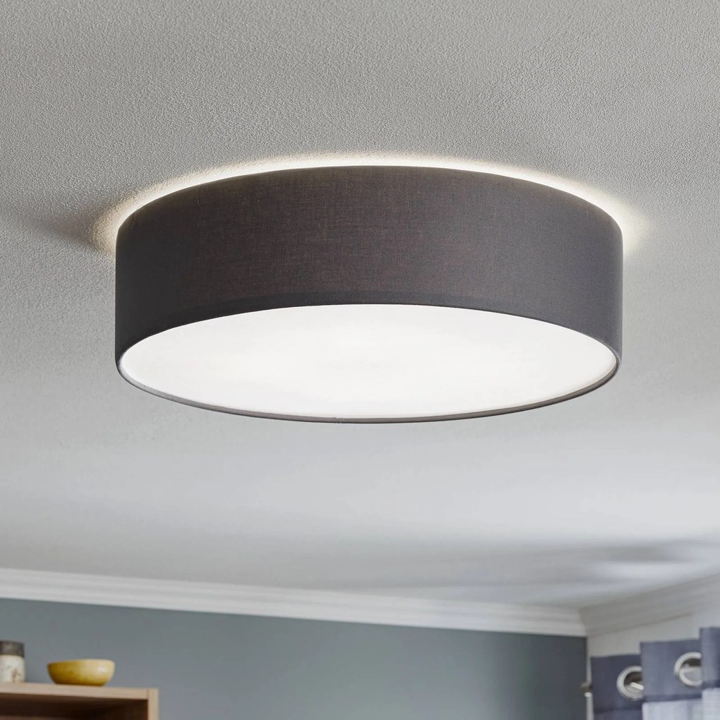 Plafoniera soffitto Rondo TK Lighting, dimmerabile, Alluminio / Grigio / Zincato, Camera da letto, Tessuto / Stoffa / Seta, Moderno, Plafoniera