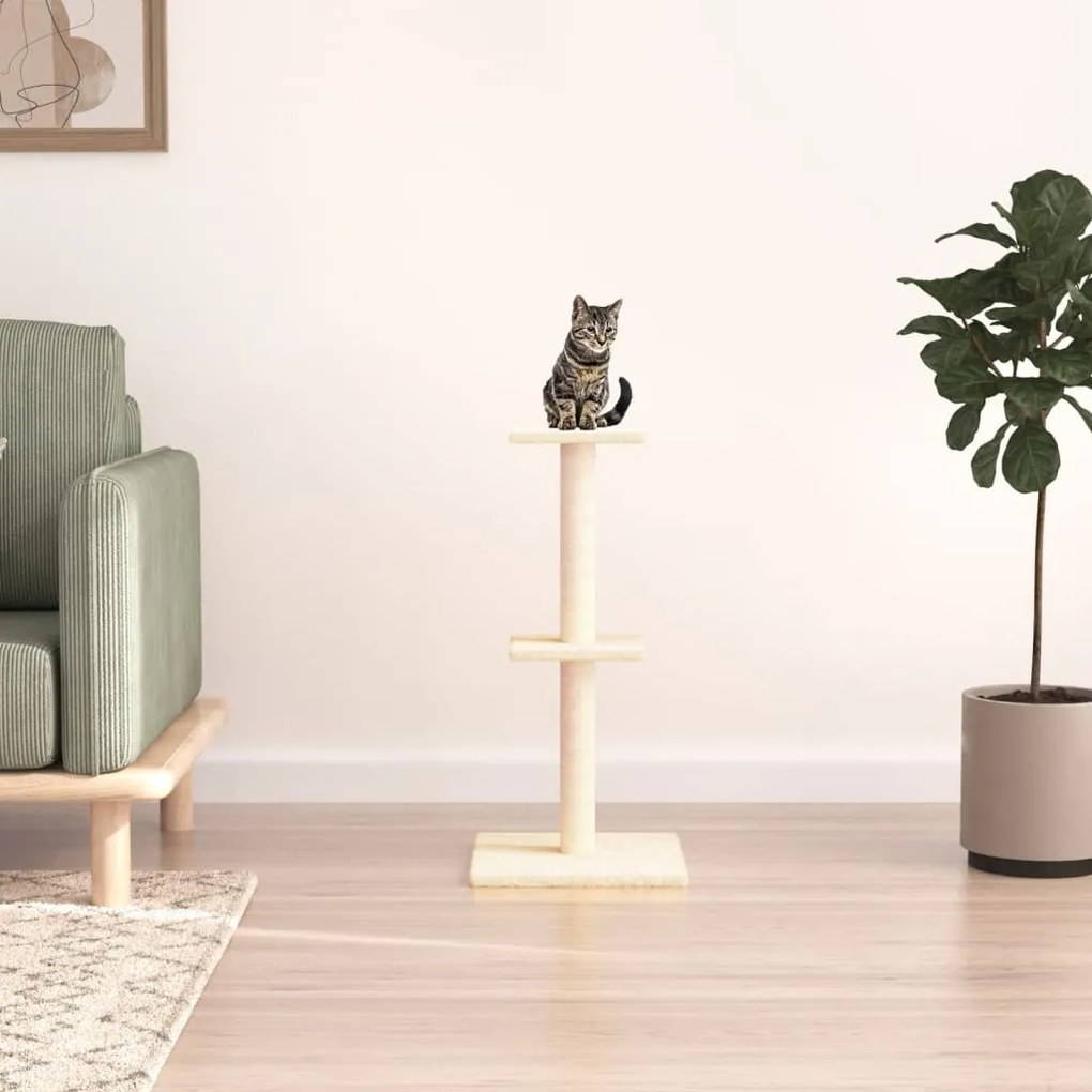 Albero Per Gatti Con Tiragraffi İn Sisal Crema 73 Cm /