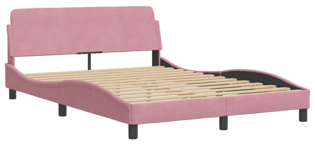 Letto con materasso rosa 140x190 cm in velluto