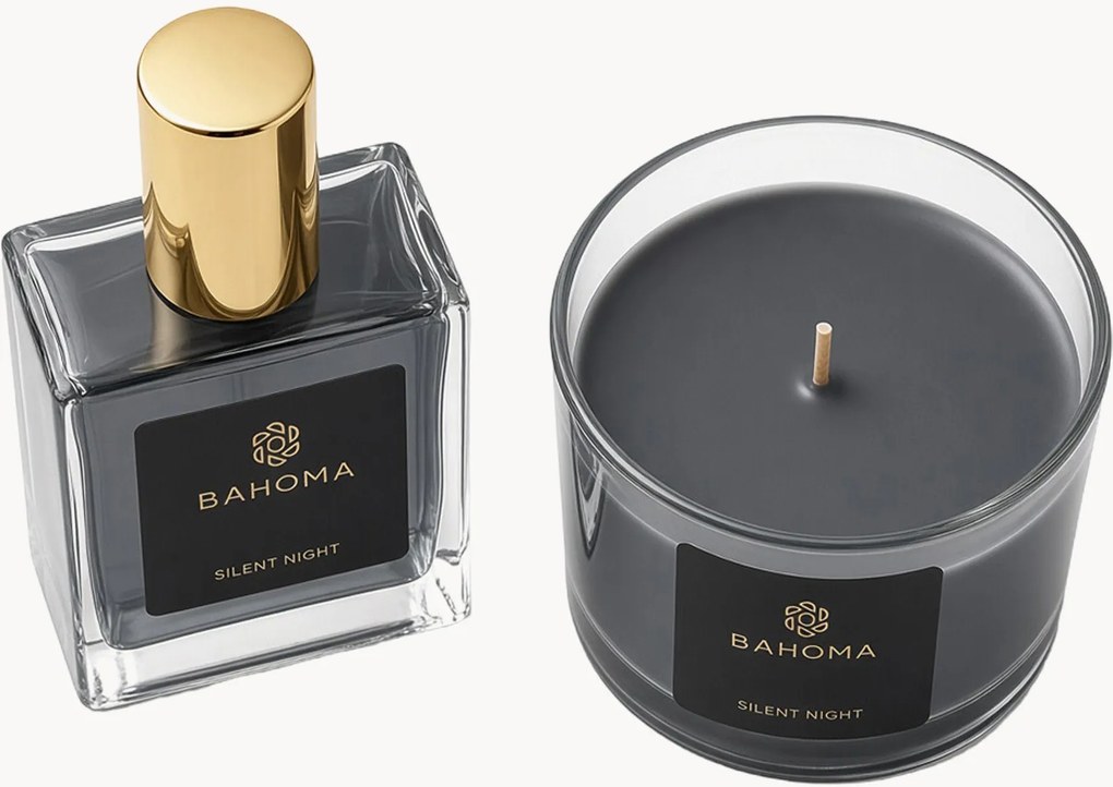 Set profumo per ambienti e candela profumata Silent Night, 2 pz (mandarino, noce moscata, alloro)