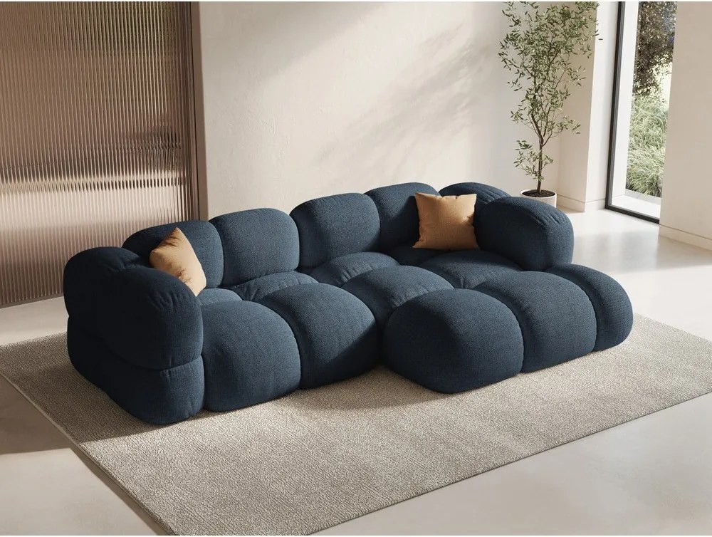 Divano angolare blu scuro (con penisola a destra/con chaise lounge) Loretto – Cosmopolitan Design