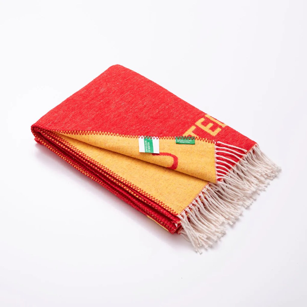 Coperta Benetton LOGO RAINBOW BE Rosso Giallo