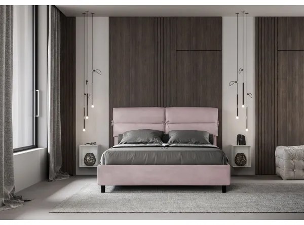 Letto contenitore da 160x200 in microfibra glicine Nandy