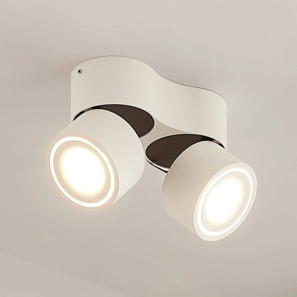 Arcchio Faretto da soffitto LED Rotari, bianco, a 2 luci, 1140lm Rotari, Bianco / Opale, Corridoio, Alluminio, Moderno