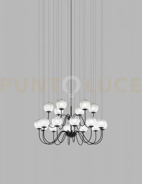 Puppet sospensione 18p bianco sfumato nero opaco 18 luci attacco g9