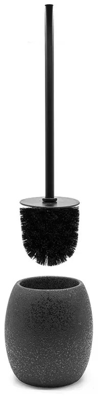 Portascopino in ceramica nero con manico in acciaio nero effetto glitter