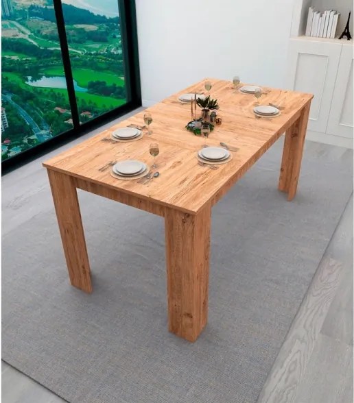 Tavolo Da Pranzo Fisso 80x160 Cm Da Cucina Effetto Legno Demis Rovere