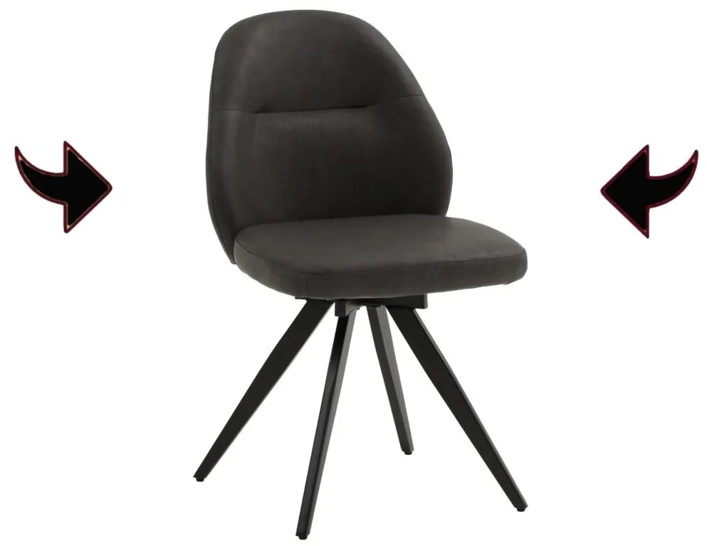 Set di sedie girevoli ZENNENDAL in similpelle antracite e gambe in metallo nero