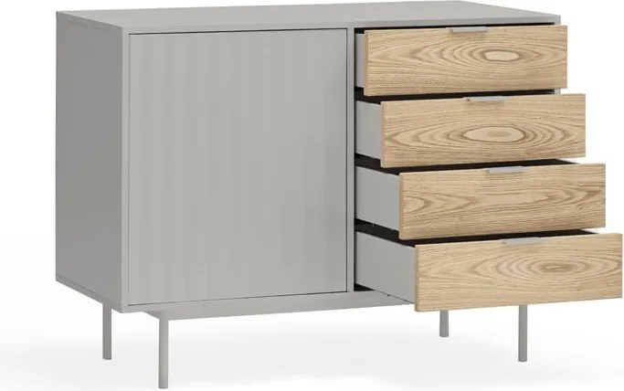 Cassettiera bassa grigia effetto rovere 108x80 cm Sierra - Teulat