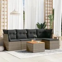 Set Divano da Giardino 6 pz con Cuscini Grigio in Polyrattan 3223617