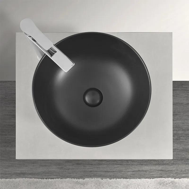 Lavamani da appoggio a bacinella D. 41 cm in ceramica nera opaca