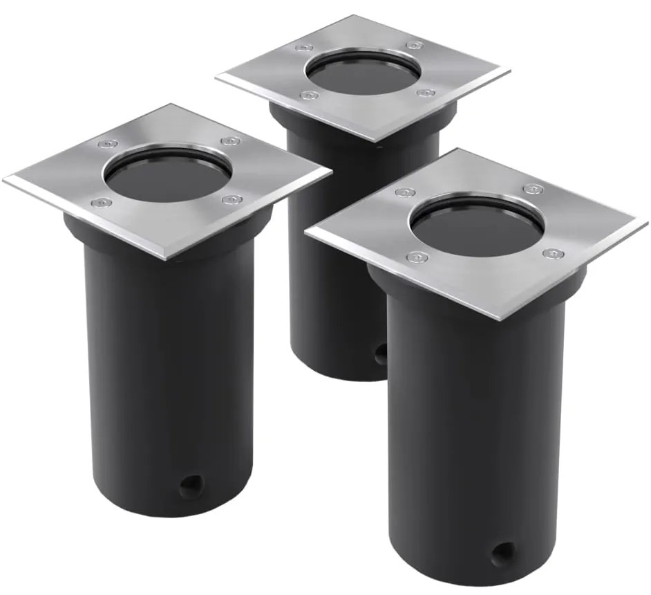 Faretti A Incasso Per Esterno Set 3 Pz Quadrati /