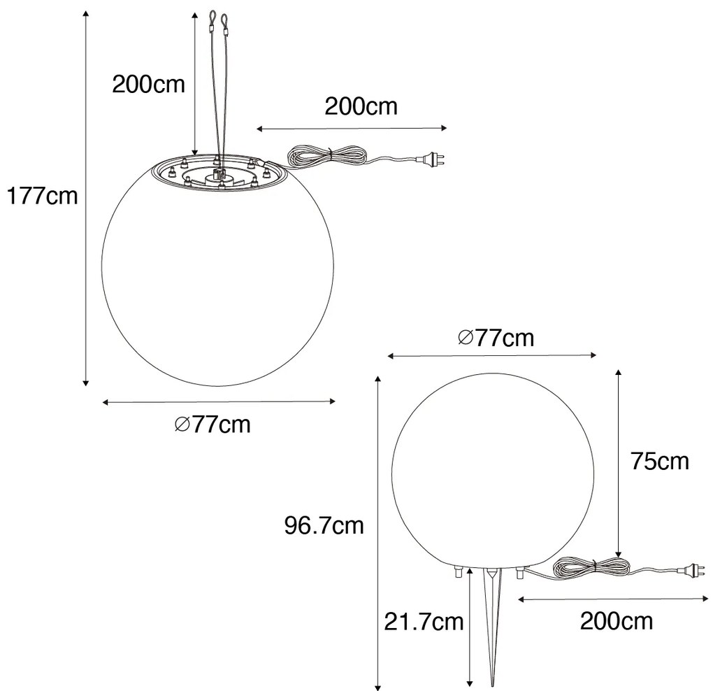 Lampada da esterno smart bianca 77 cm IP65 con WiFi A60 - Nura