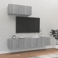 Set Mobili Porta TV 3 pz Grigio Sonoma in Legno Multistrato 3114476