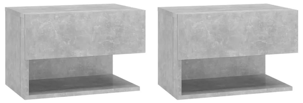 Comodini a muro 2pz grigio cemento in legno multistrato
