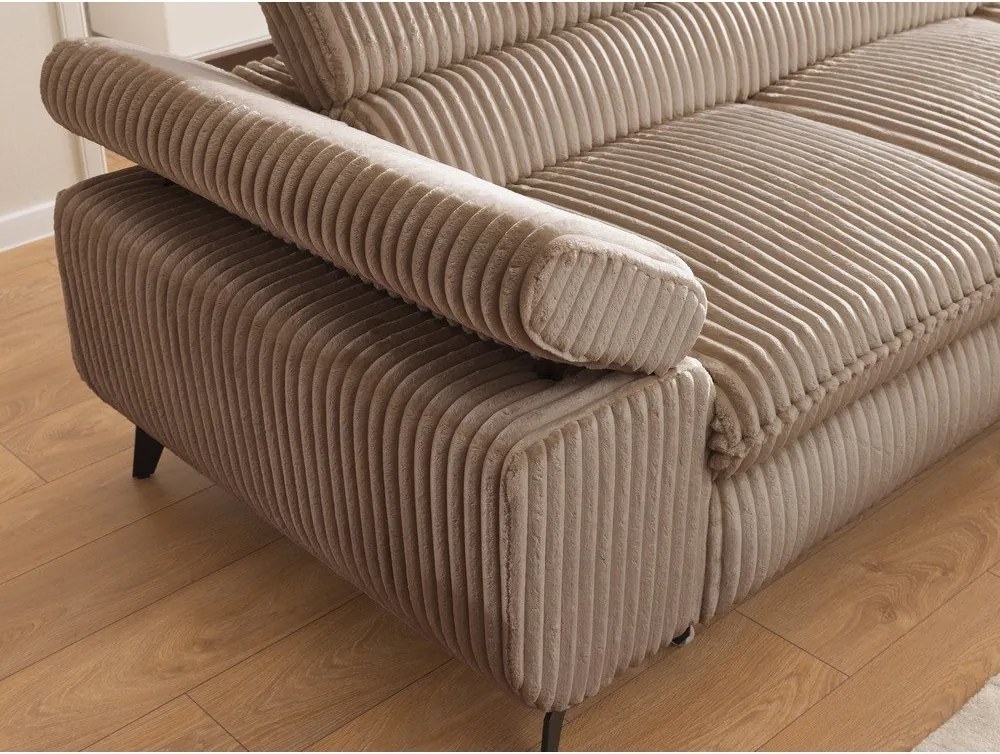 Divano angolare marrone (con penisola a destra/a L) con rivestimento in velluto a coste Marbeya – Ropez