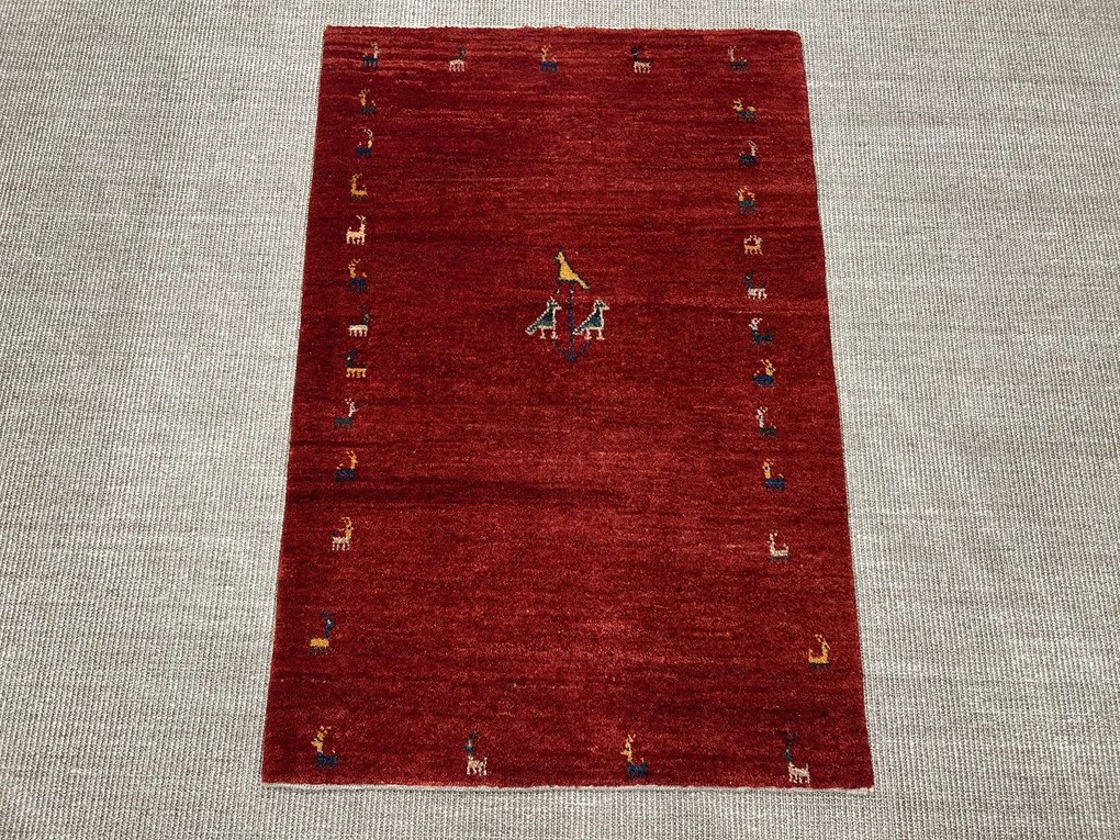 Gabbeh Tappeto 120x80 Rosso (Iran) Annodato A Mano