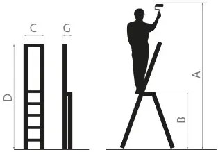 Scala in acciaio con 6 gradini e peso di 125 kg