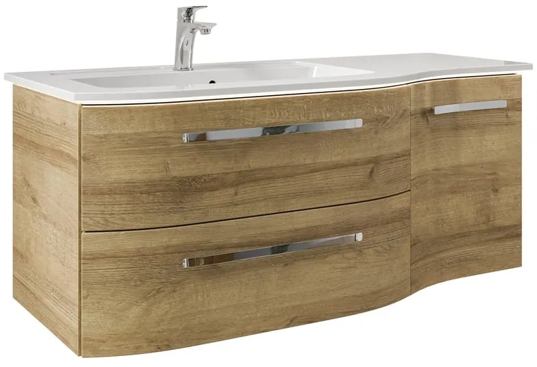 Mobile da bagno sospeso sotto lavabo L 117 x H 48 x P 49.5 cm rovere, 2 cassetti, 1 anta PELIPAL Contea