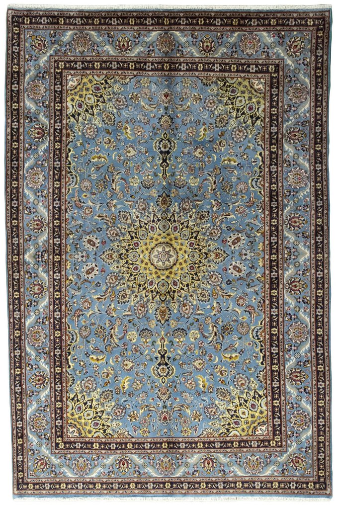 Kashmar Tappeto 200x300 Blu (Iran) Annodato A Mano